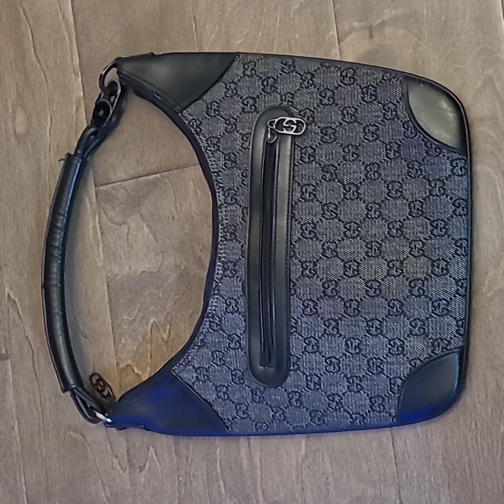 Gucci Monogram hobo Shoulder bag Black Fabric